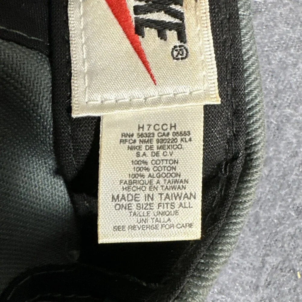 Vintage Nike Snapback Hat Olive Green Black Swoosh 90s Taiwan Adjustable Cap HTF